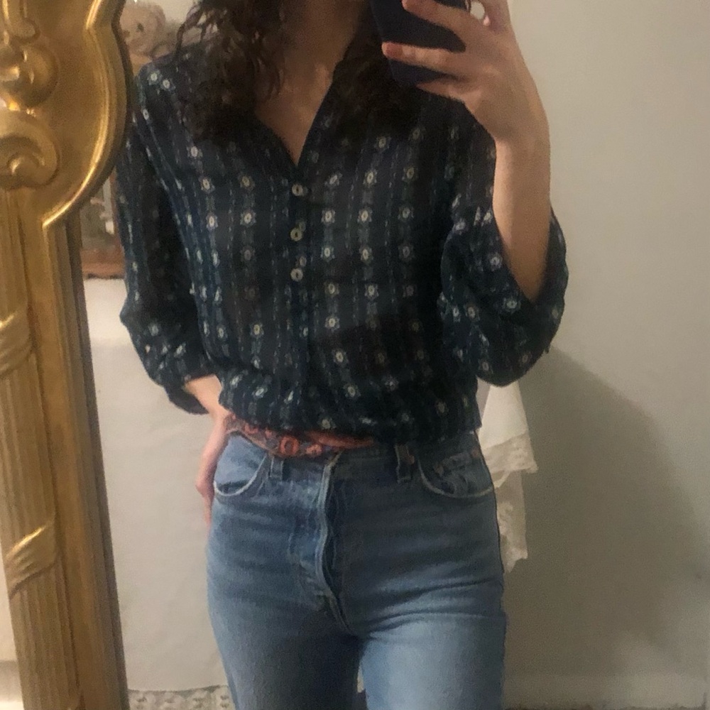 Cute mesh button up shirt size small